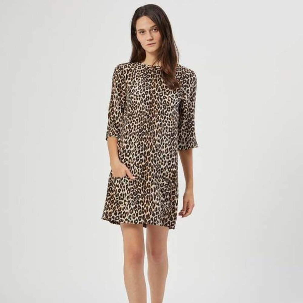 Equipment leopard print silk dress
